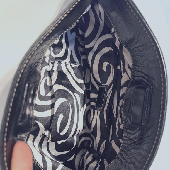 Fossil Black Leather Y2K Clutch Metal Frame Snap Shut Purse-Casual-Dinning - Picture 9 of 12